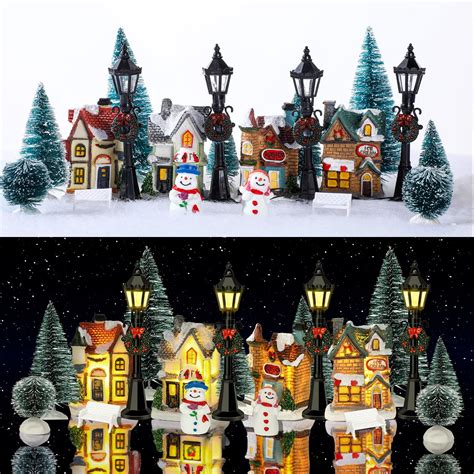 21 Pcs Christmas Village Figurines Decoration Set Village Displays