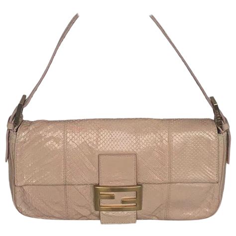 Fendi Baguette Nude Pink Python Leather Shoulder Bag For Sale At 1stDibs