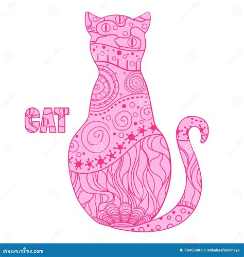 Cat. Design Zentangle stock vector. Illustration of japan - 98453003