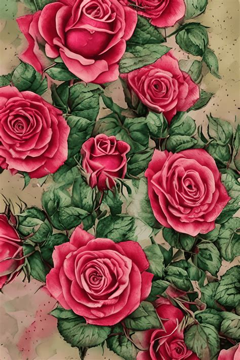 Vintage Rose Pattern Full Image · Creative Fabrica