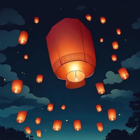 Premium AI Image | lanterns in the skypaper lanterns in the night sky