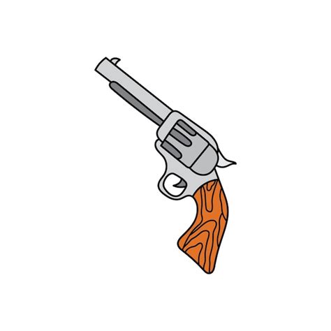 Premium Vector | Kids drawing Cartoon Vector illustration revolver gun icon Isolated on White ...