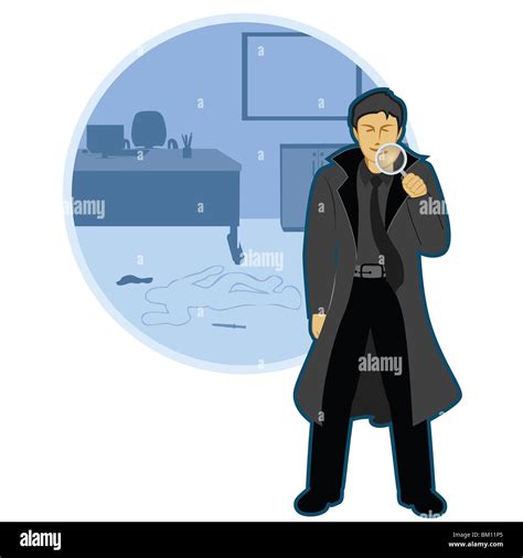 Detective looking through magnifying glass Stock Photo - Alamy