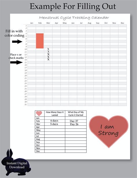 Period Tracker Printable Ovulation Fertility Planner Menstrual Cycle