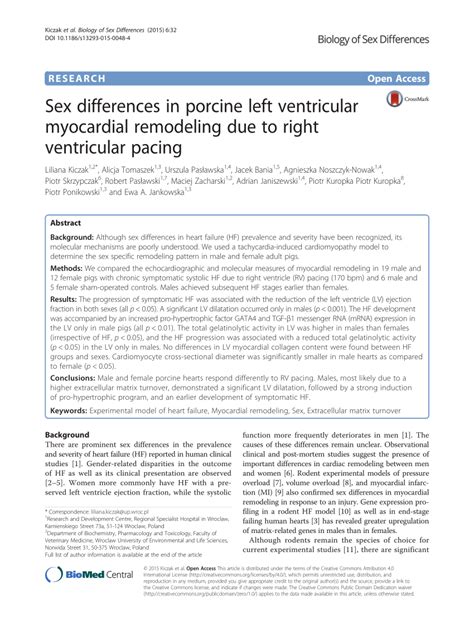 PDF Sex Differences In Porcine Left Ventricular Myocardial Remodeling