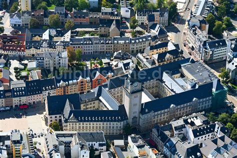 Plauen aus der Vogelperspektive Gebäude der Stadtverwaltung Rathaus