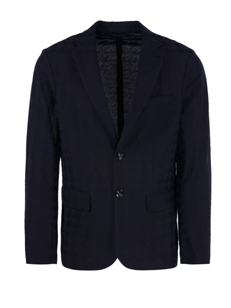 Men Emporio Armani Blue Cotton Blazer