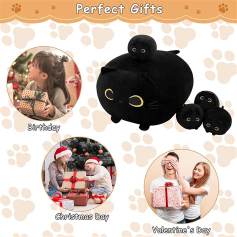 Toysym Peluche De Gato Negro Con Almohadas Suaves Y Bonitas Para