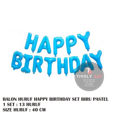 Jual Balon Huruf Happy Birthday Set Biru Pastel Balon Hbd Set Biru