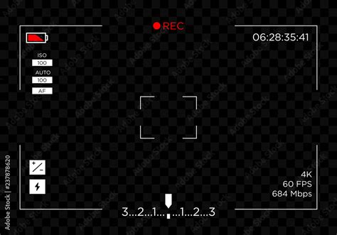 Vecteur Stock Camera Recording Screen View Template With Transparent