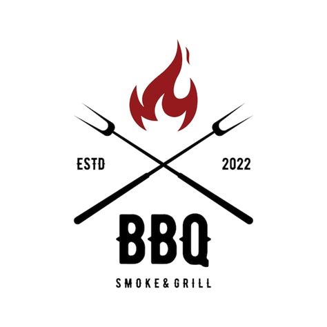 Premium Vector Bbq Hot Grill Vintage Typography Logo Design With Crossed Flames And Spatula