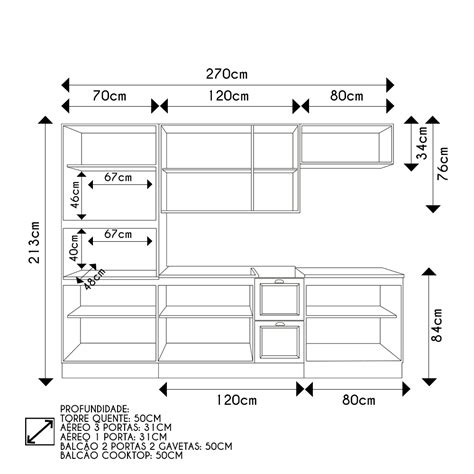 Armário de Cozinha Modulado 5 Peças Sem Tampo CJ3 Duna P09 Branco