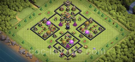 Farming Base Th8 Max Levels With Link Anti Air Dragon Hybrid Town