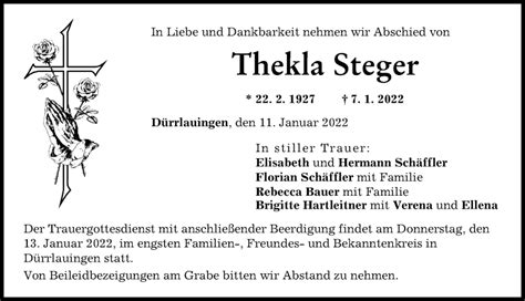 Traueranzeigen Von Thekla Steger Allg Uer Zeitung