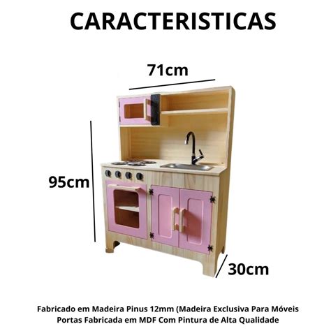 Cozinha Infantil Cuba Inox Fogão e Microondas Infantil Elo7