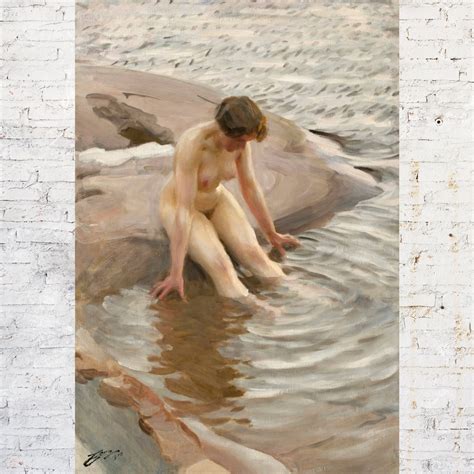 Nude Woman At The Beach Silvery Beige Seashore Anders Zorn Wet High Quality Fine Art Print