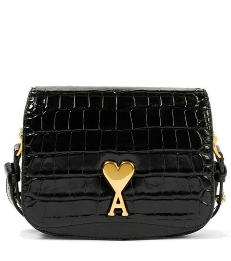 ami paris paris small leather shoulder bag ami