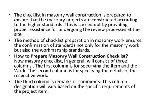 Checklist For Brick Wall Construction