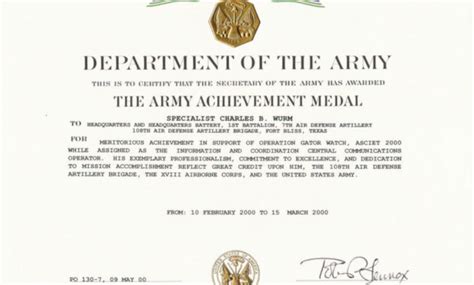 Free Army Good Conduct Medal Certificate Template Sparklingstemware