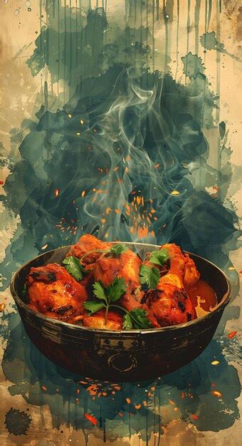 Premium Photo Tandoori Chicken Dish Poster With Tandoor Oven And