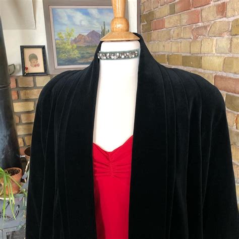 Vintage Black Velvet Coat From The 80s Size Small Gem