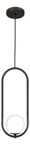 Luminária Pendente Teto Lustre Arco Globo Vidro Quarto Preto 110v 220v