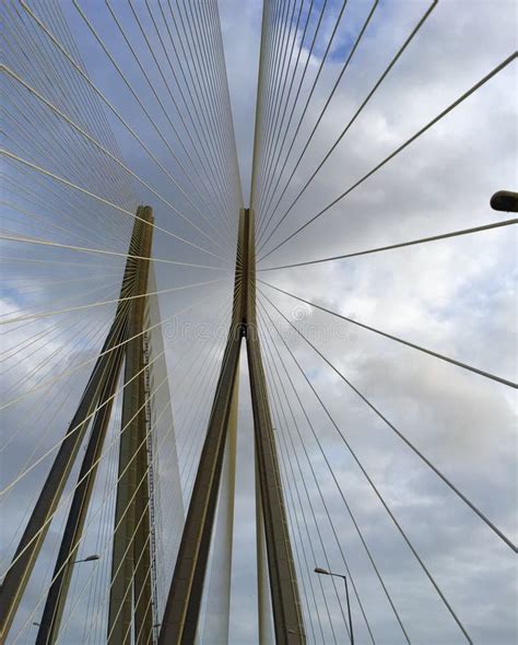 Cables in a Modified Fan Design on a Cable Stay Bridge Stock Image ...