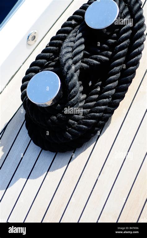 Ropes Tied The Teak Deck Of A Super Yacht Picture By Patrick Steel