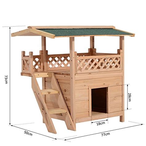 PawHut 2 Story Indoor Outdoor Wood Cat House Shelter With Roof Pricepulse