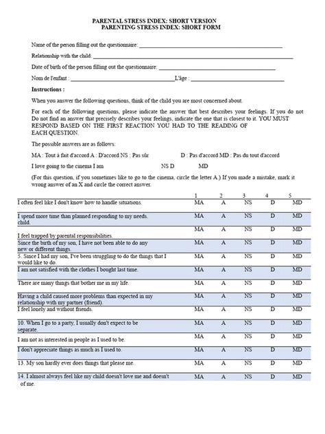 parental stress index short form  caregiver stress biology