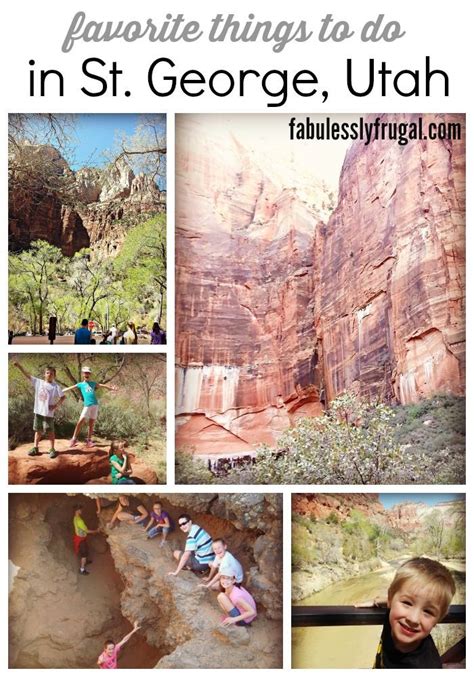 The Collage Shows People Hiking And Climbing In St George Utah With