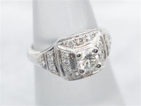 Brilliant Cut Diamond Engagement Ring, Platinum and D… - Gem