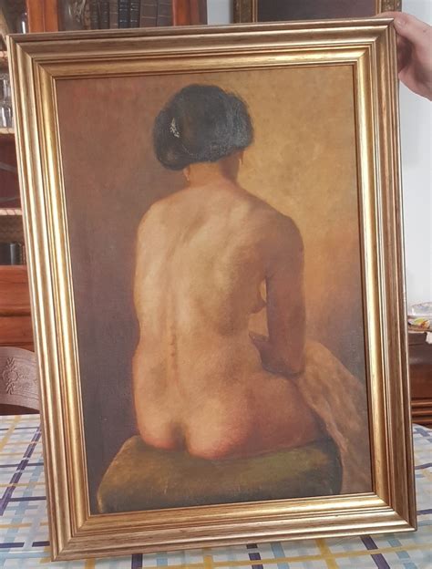 Proantic Portrait De Femme Nue De Dos Huile Sur Toile Début XX S 60 X