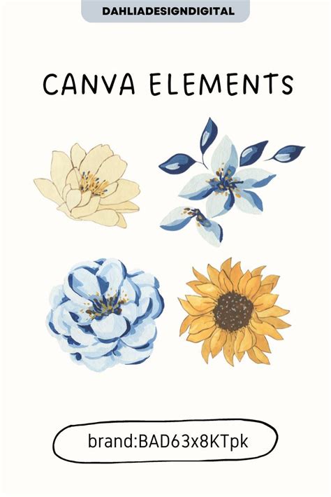 An Image Of Flowers And Leaves With The Words Canva Elements On It In