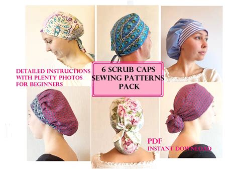 Sewing Pattern Scrub Cap Ponytail Pdf Scrub Caps For Women Etsy