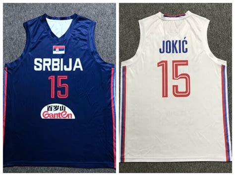 China Nikola Jokic Serbia Basketball Jersey White Blue Printed