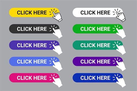 Premium Vector Click Here Button With Hand Pointer Clicking