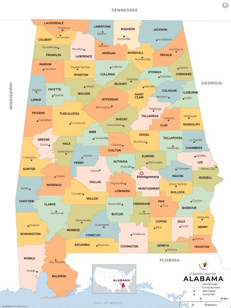 Alabama Counties Map With Cities