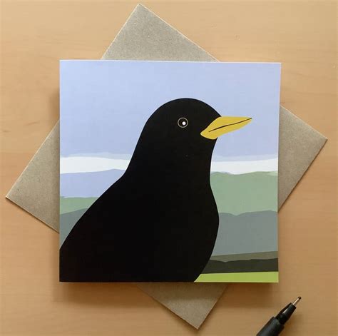 Greetings Card Blackbird Bird Card Folksy