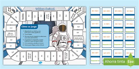 Juego de mesa matemático Suma de decimales Twinkl