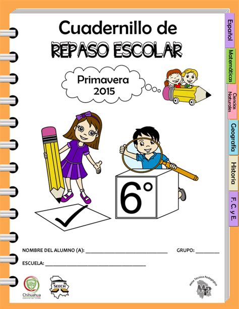 Cuadernillos De Repaso Escolar Sexto