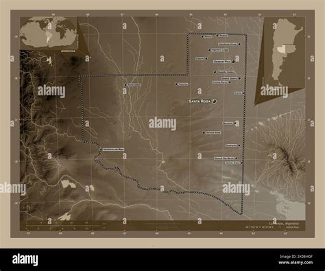 La Pampa Provincia Argentina Mapa De Altura Coloreado En Tonos Sepia