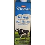 H E B Mootopia Milk Ultra Filtered Fat Free Calories Nutrition