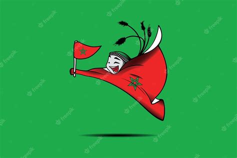 Premium Vector Morocco Flag With Qatar World Cup Mascot Vector Graphic