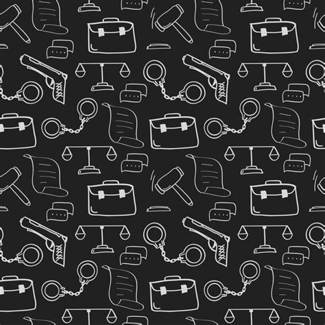 Premium Vector Hand Drawn Law And Justice Icons Seamless Pattern On