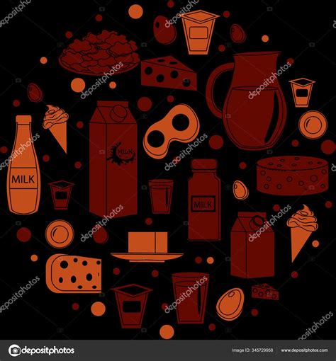 Dairy Products Icon Set Shape Flat Style Dairy Products Isolated Stock