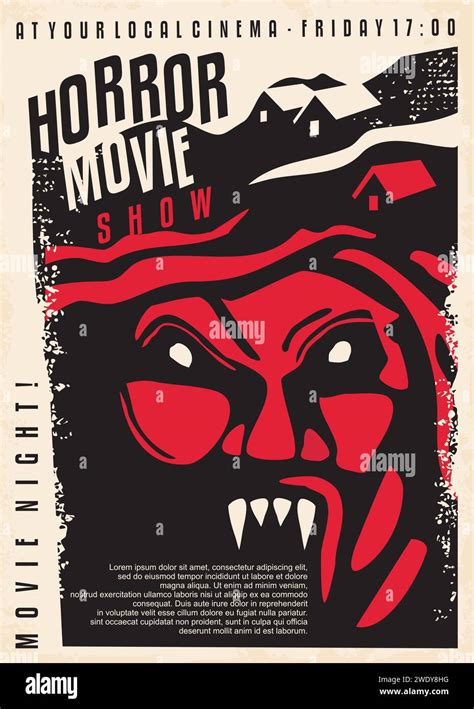 Película de terror diseño de cartel retro con gráfico de monstruo