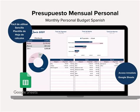 Plantilla De Presupuesto Mensual Monthly Budget Spanish Hoja De Presupuesto Planificador De