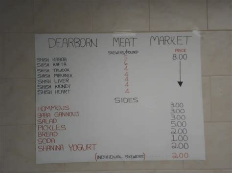 Menu at Dearborn Meat Market BBQ, Dearborn, Schaefer Rd