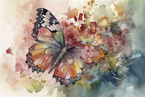 Watercolor Flower Butterfly Stock Photos, Images and Backgrounds for ...